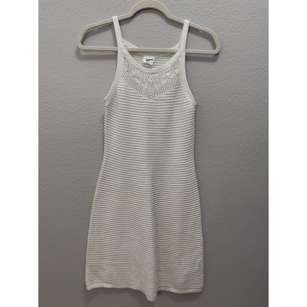 Abercrombie Kids White Knit Sweater Dress Girls 13 14 Sleeveless Crochet Cotton